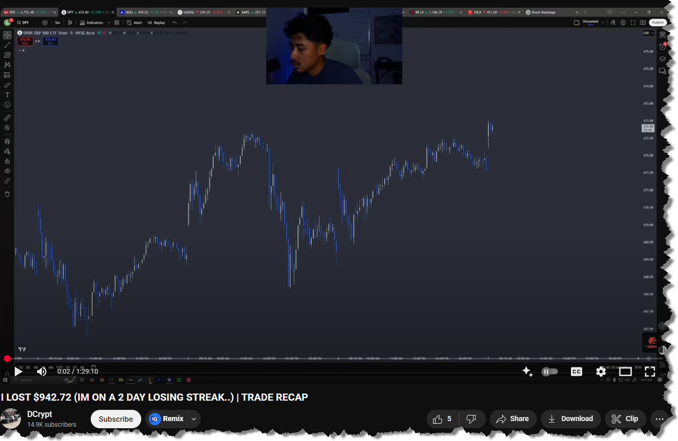 I LOST $942.72 (IM ON A 2 DAY LOSING STREAK..) | TRADE RECAP